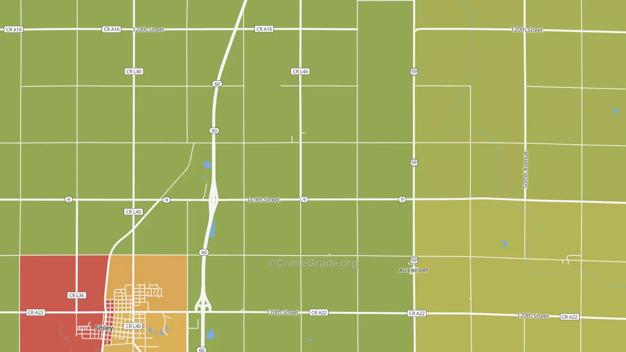 Allendorf, IA Map of Assault Rates