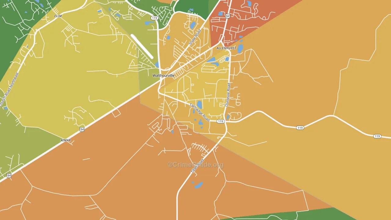 Allenhurst, GA Map of Assault Rates
