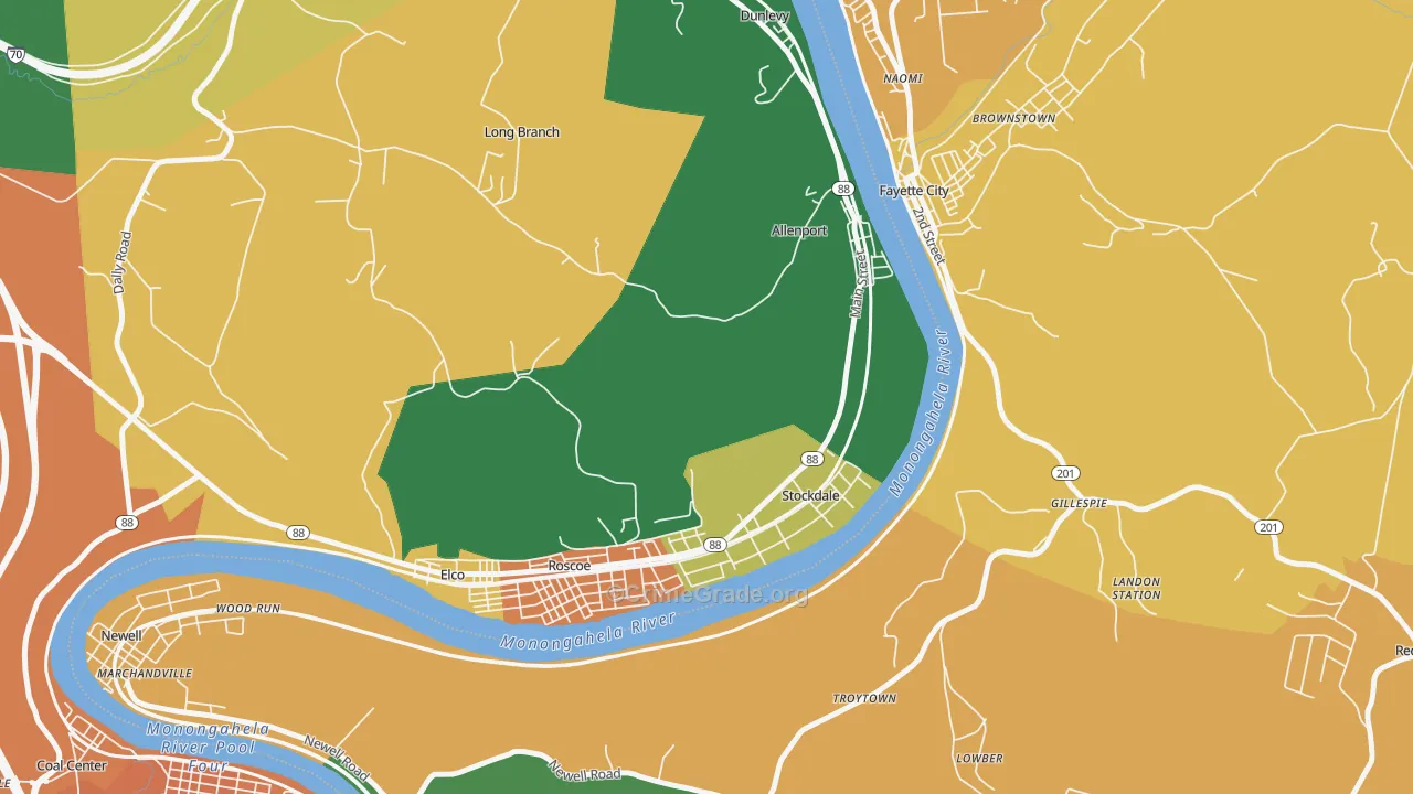Allenport, PA Map of Assault Rates