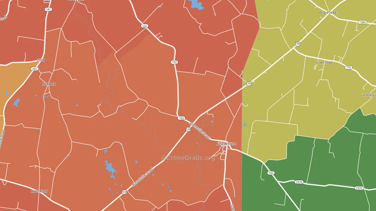 Allensville, KY Map of Assault Rates