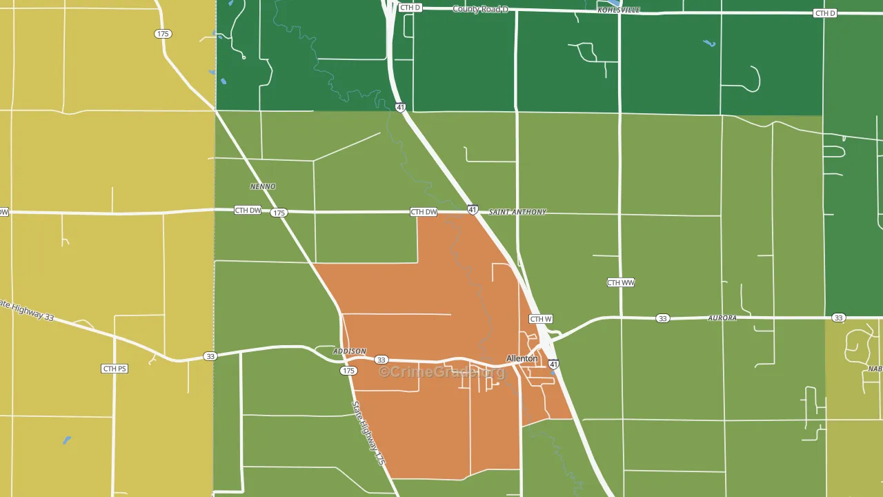 Allenton, WI Map of Assault Rates