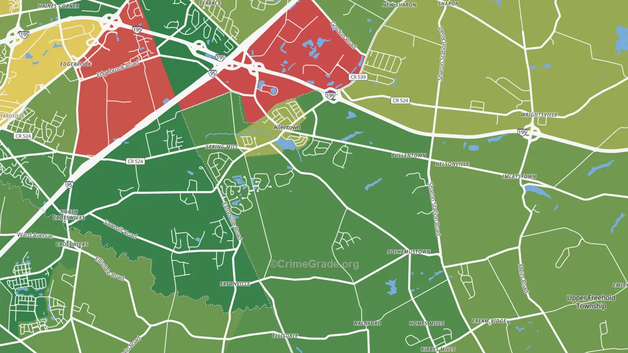 Allentown, NJ Map of Assault Rates