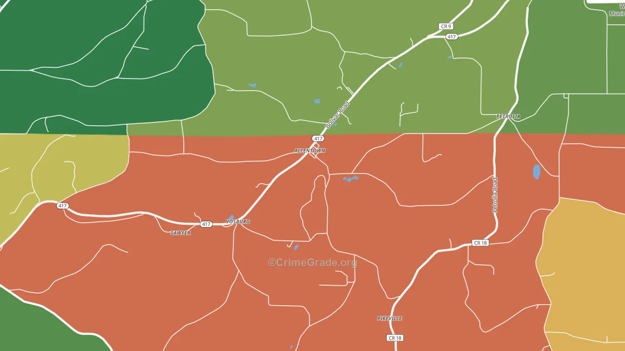 Allentown, NY Map of Assault Rates