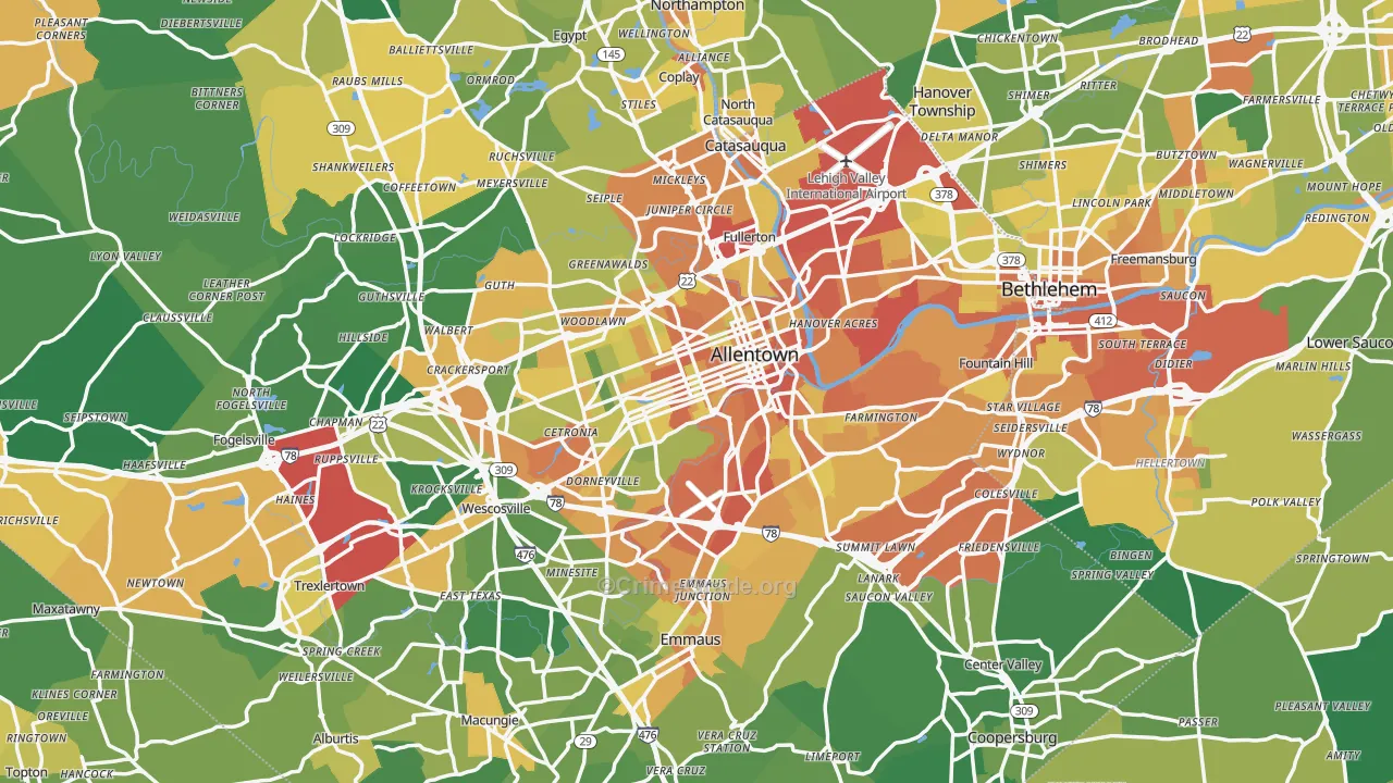 Allentown, PA Map of Assault Rates