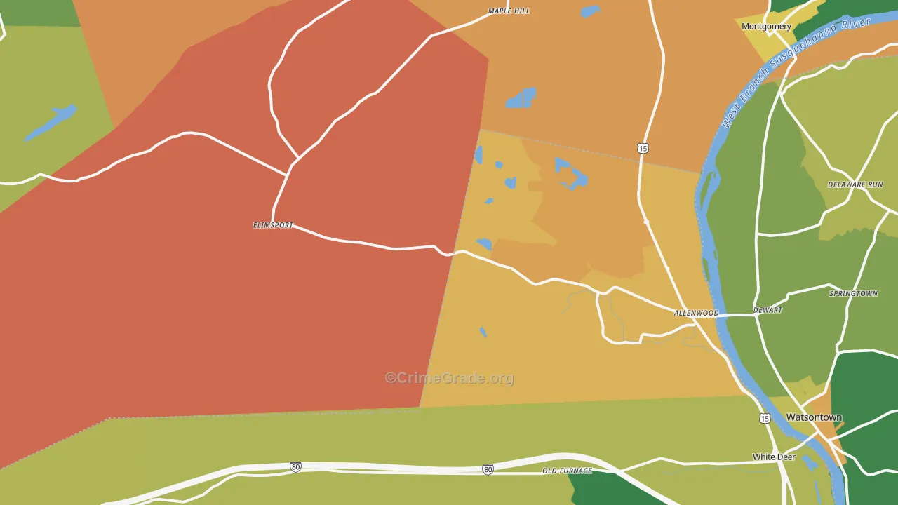 Allenwood, PA Map of Assault Rates