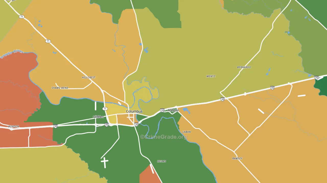Alleyton, TX Map of Assault Rates