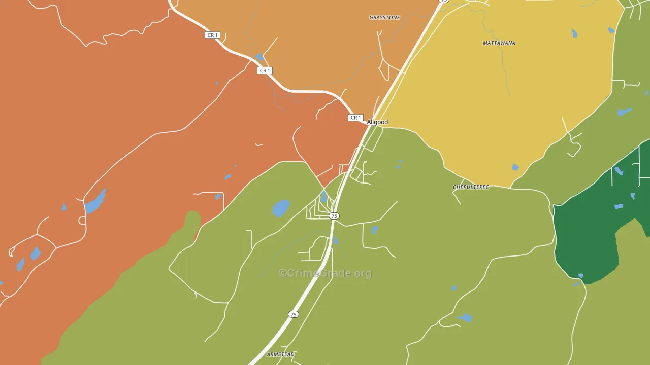 Allgood, AL Map of Assault Rates