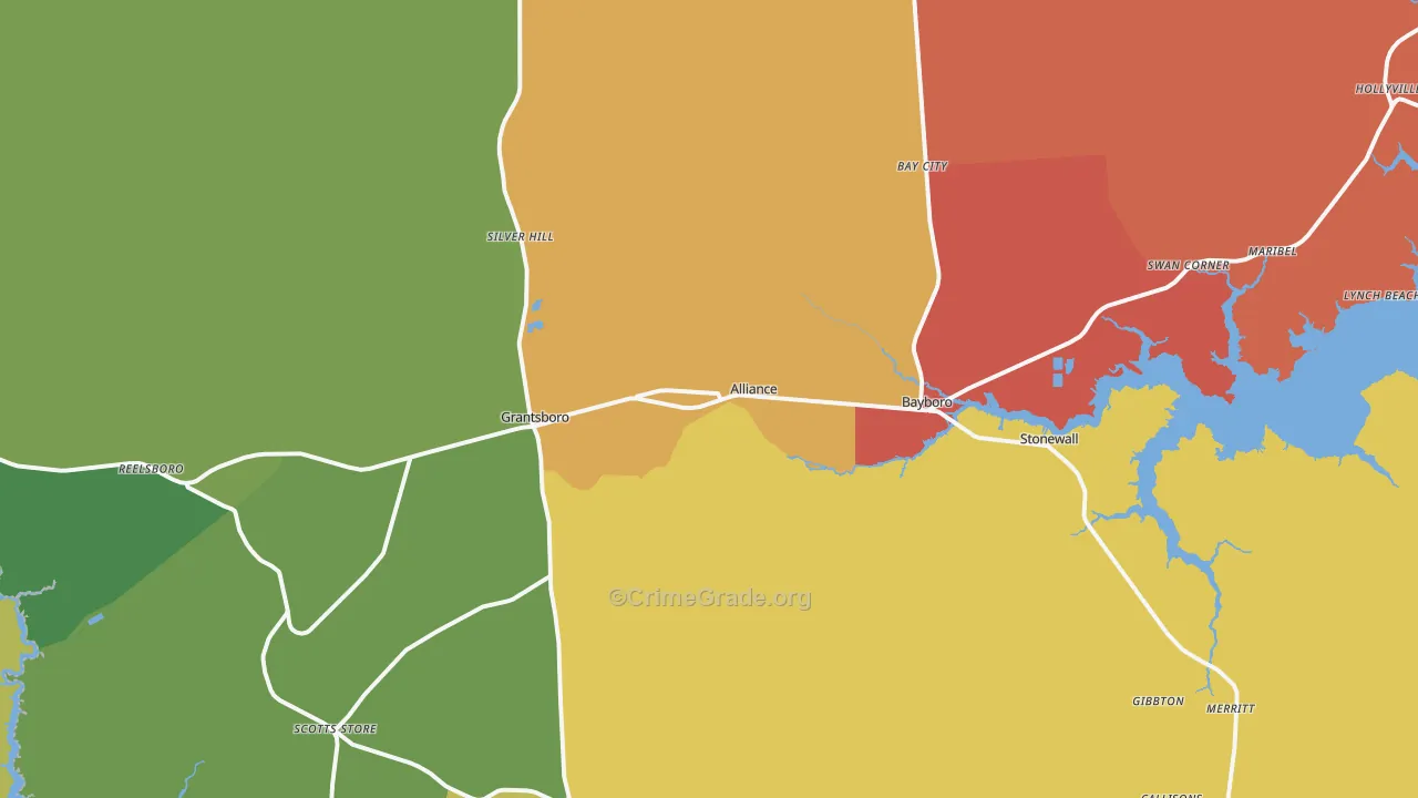 Alliance, NC Map of Assault Rates