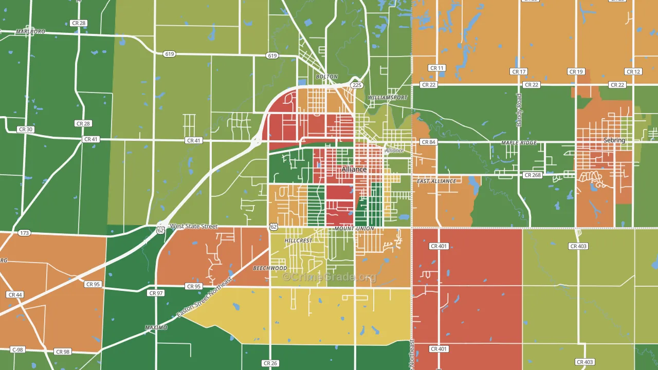 Alliance, OH Map of Assault Rates