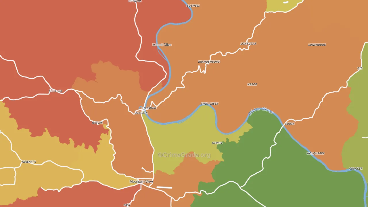 Allison, AR Map of Assault Rates