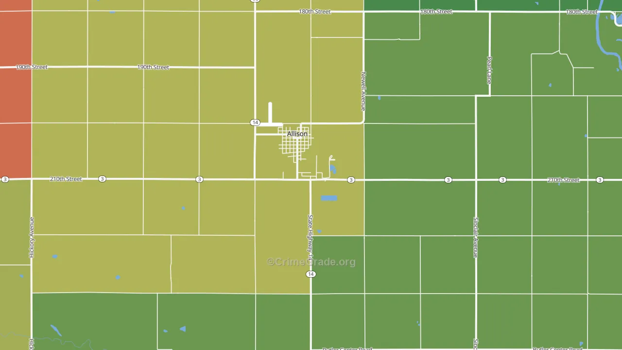 Allison, IA Map of Assault Rates