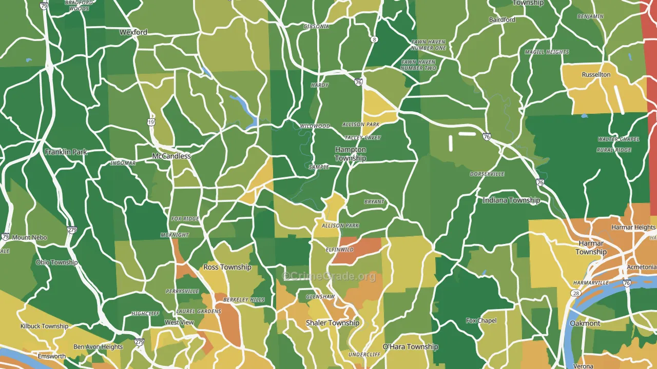 Allison Park, PA Map of Assault Rates