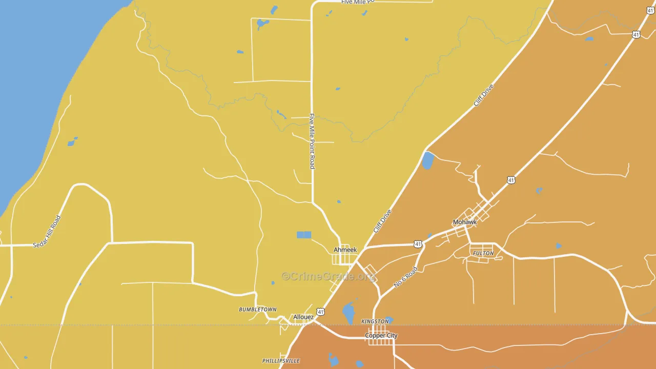 Allouez, MI Map of Assault Rates