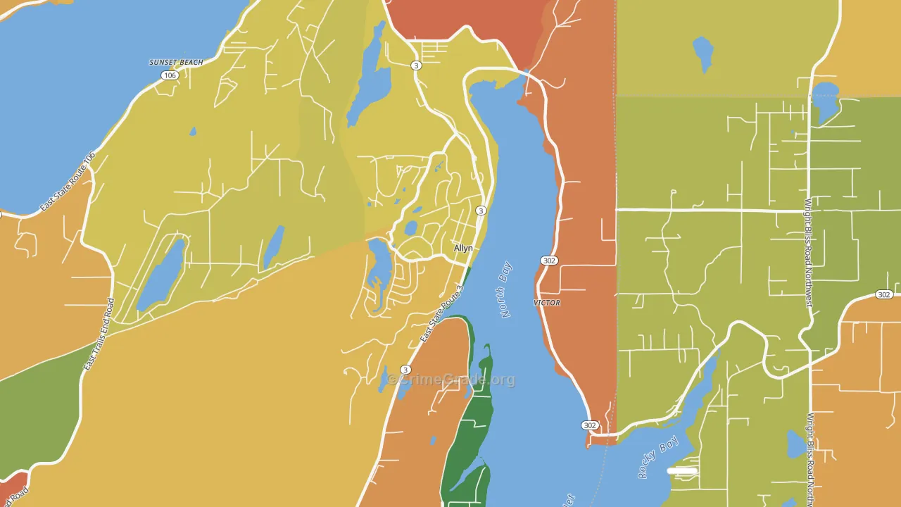 Allyn, WA Map of Assault Rates