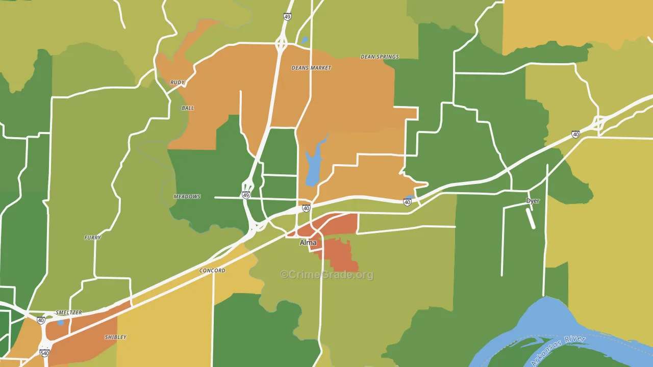 Alma, AR Map of Assault Rates