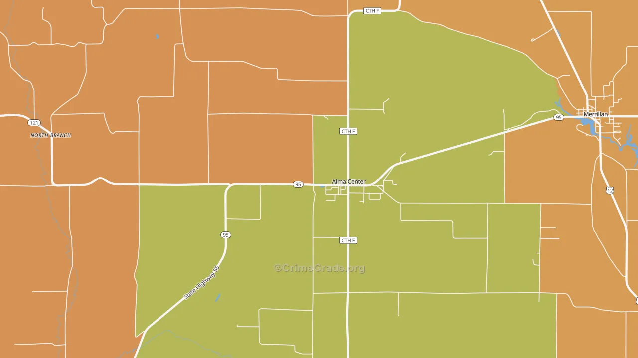 Alma Center, WI Map of Assault Rates