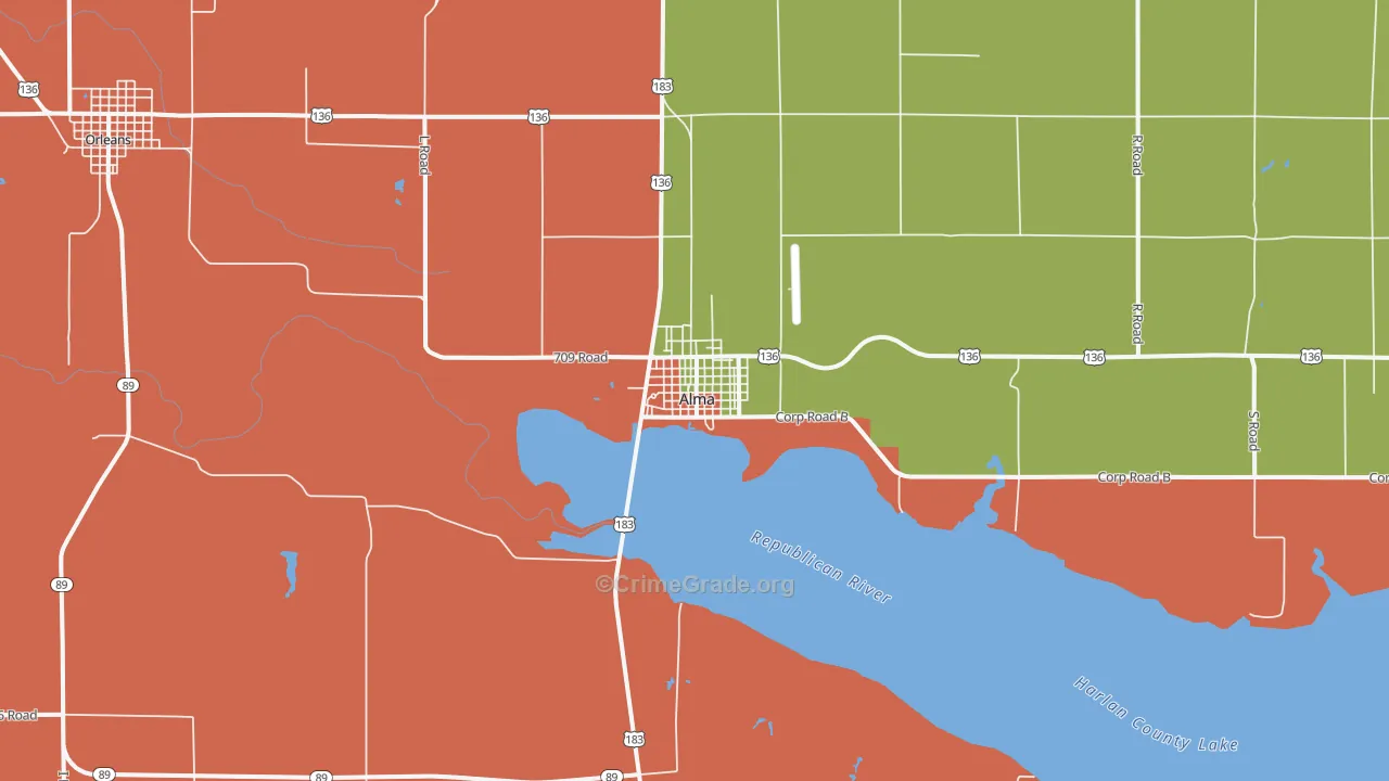 Alma, NE Map of Assault Rates