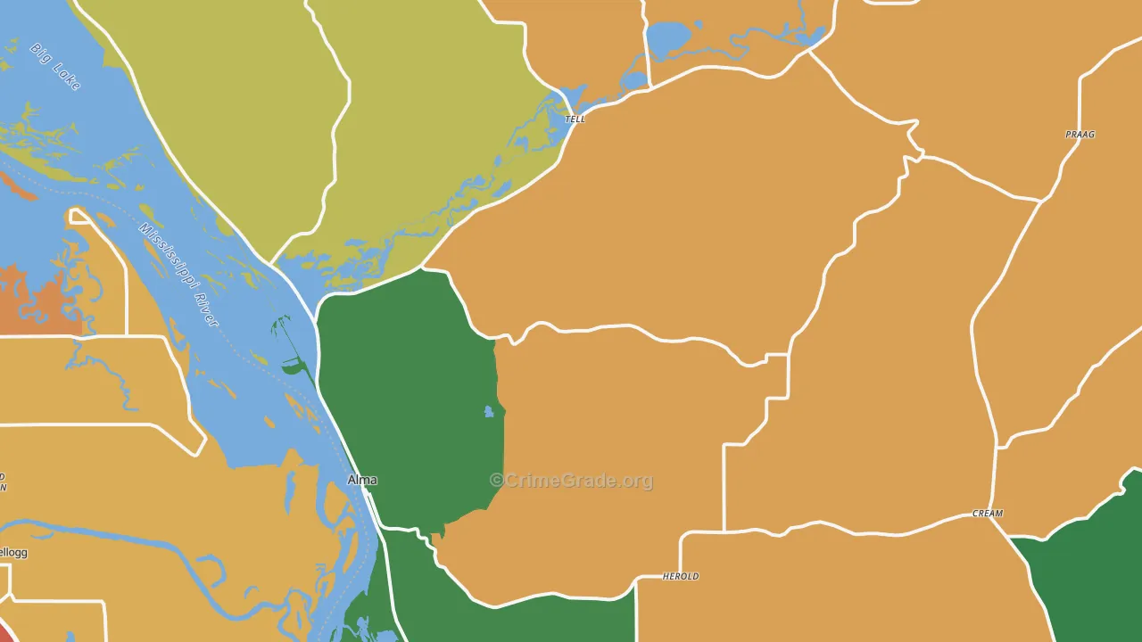 Alma, WI Map of Assault Rates