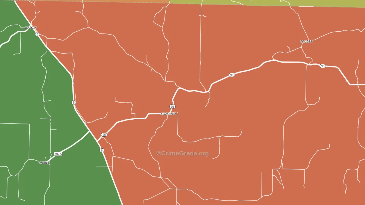 Almartha, MO Map of Assault Rates