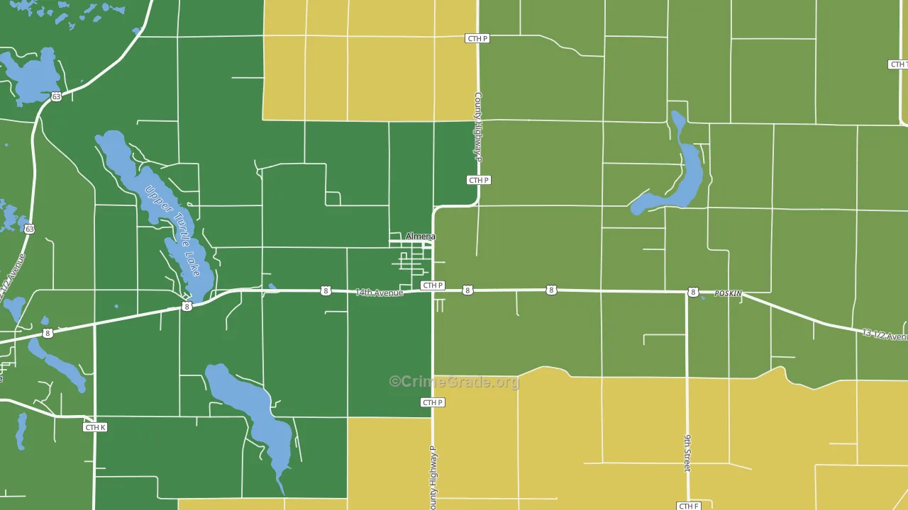 Almena, WI Map of Assault Rates