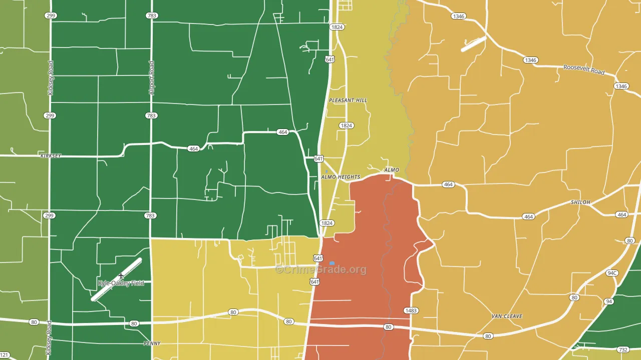 Almo, KY Map of Assault Rates