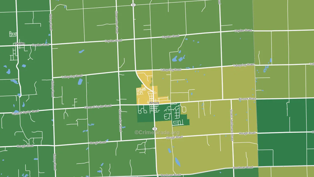Almont, MI Map of Assault Rates