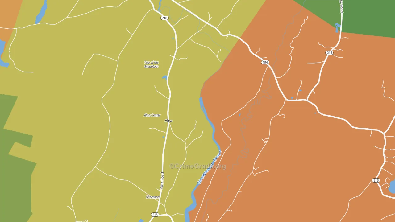 Alna, ME Map of Assault Rates