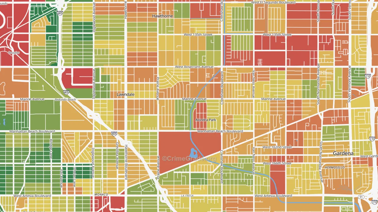Alondra Park, Lawndale, CA Map of Assault Rates