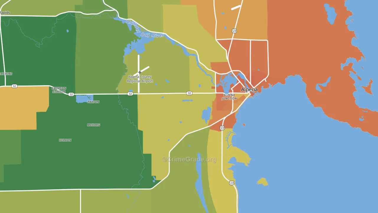 Alpena County, MI Map of Assault Rates