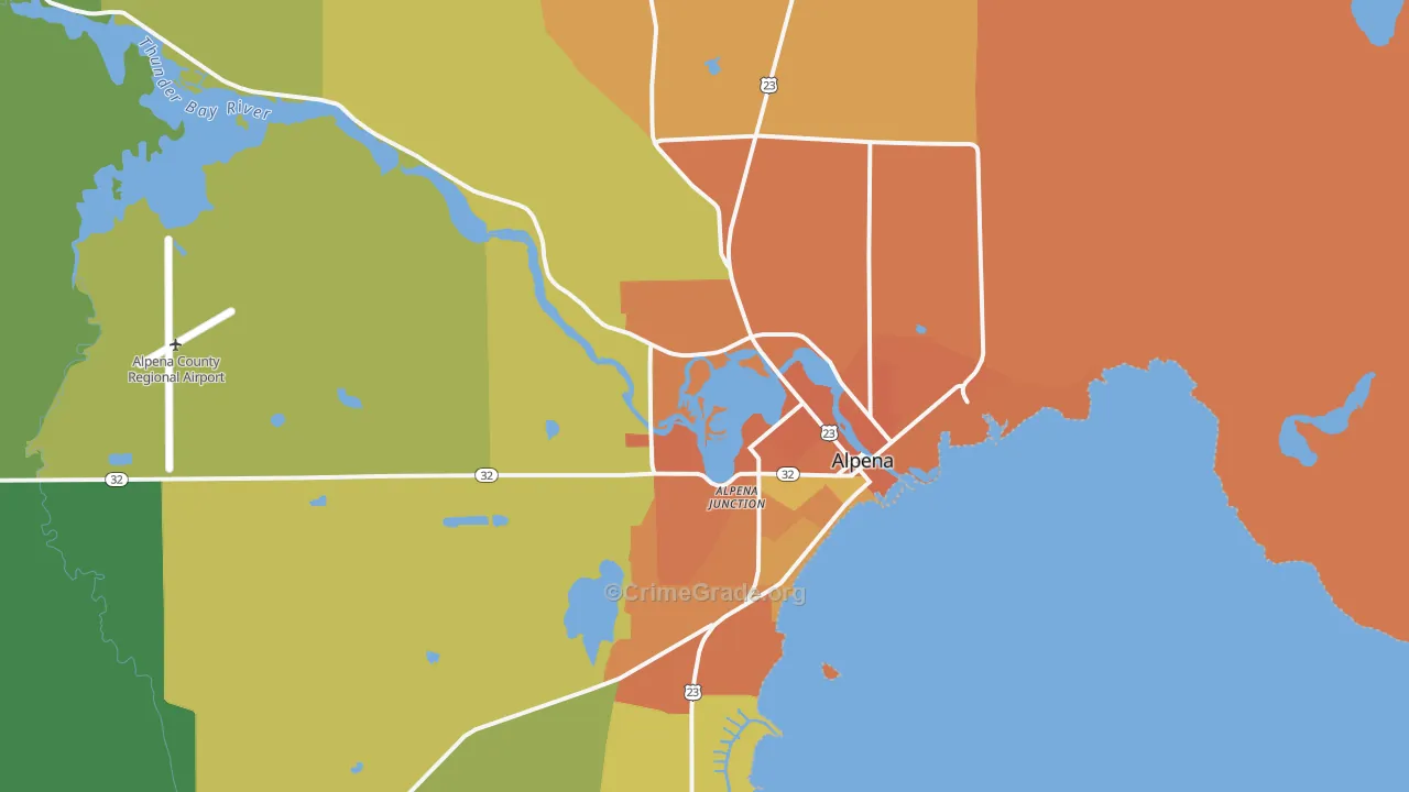 Alpena, MI Map of Assault Rates
