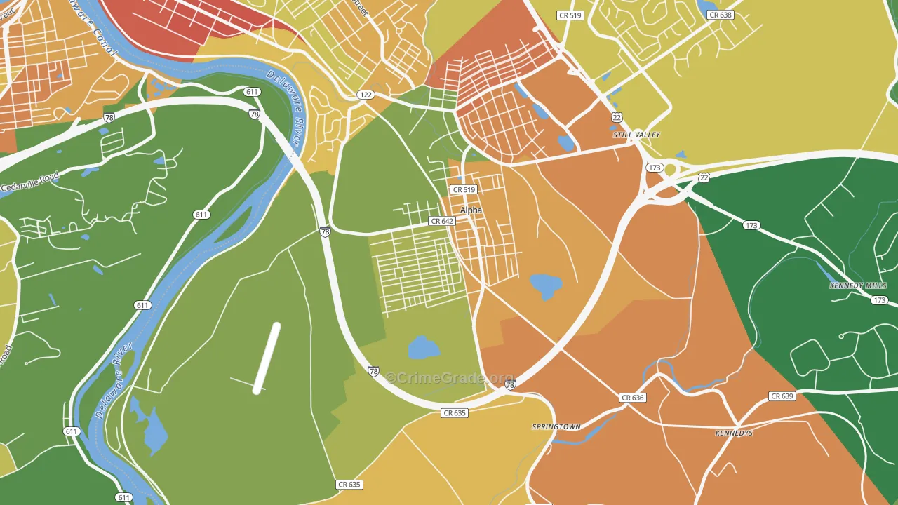 Alpha, NJ Map of Assault Rates