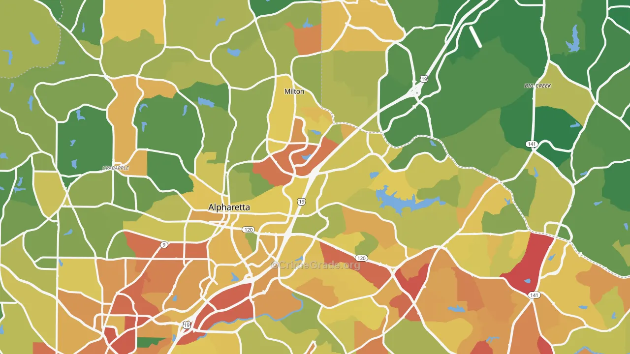 Alpharetta, GA Map of Assault Rates