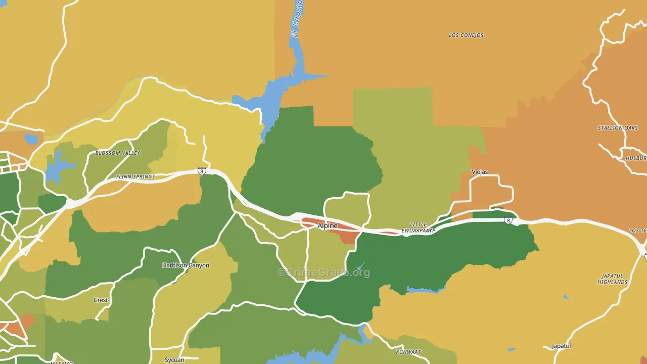 Alpine, CA Map of Assault Rates
