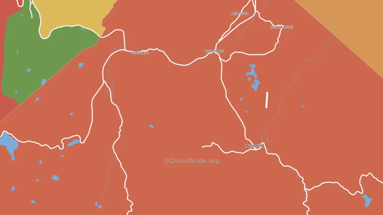 Alpine County, CA Map of Assault Rates