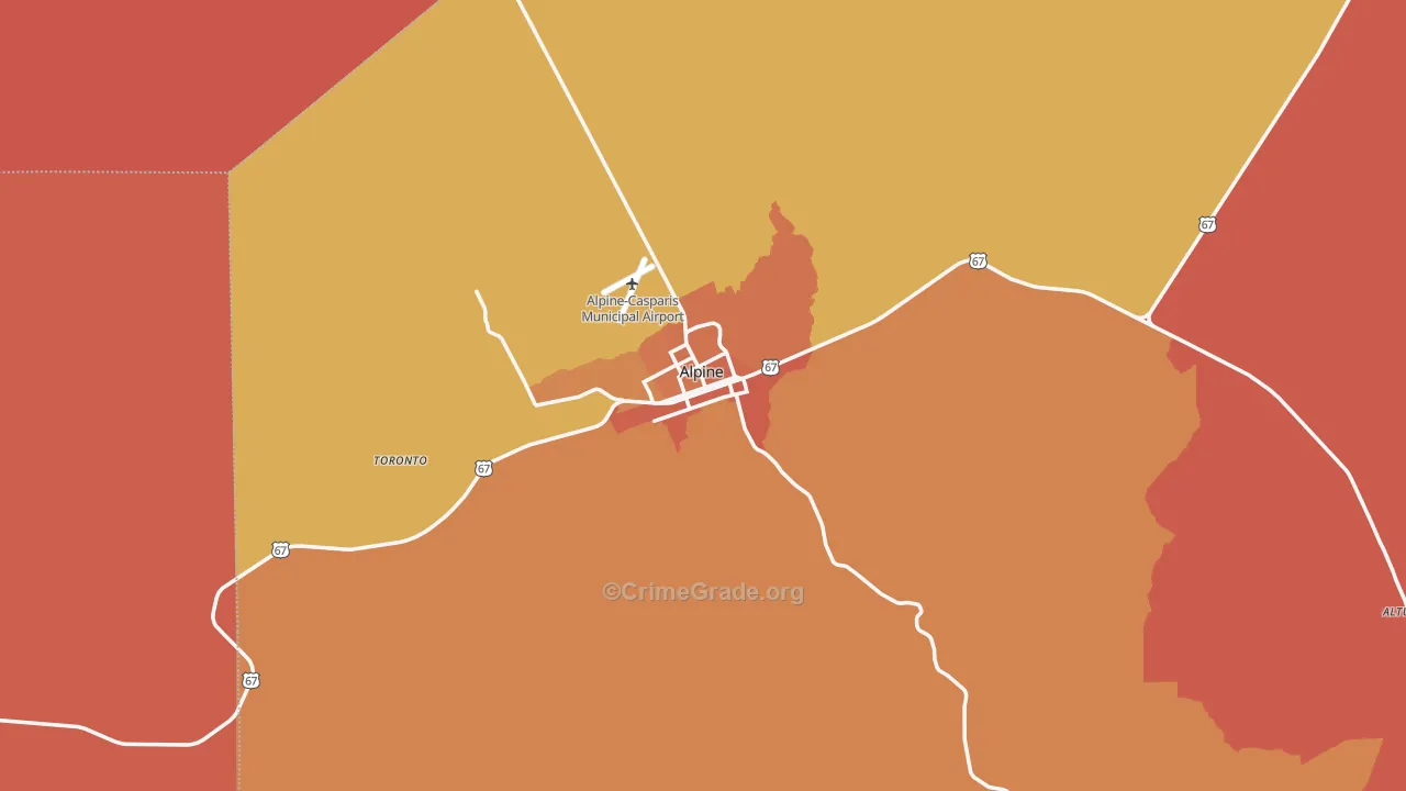 Alpine, TX Map of Assault Rates