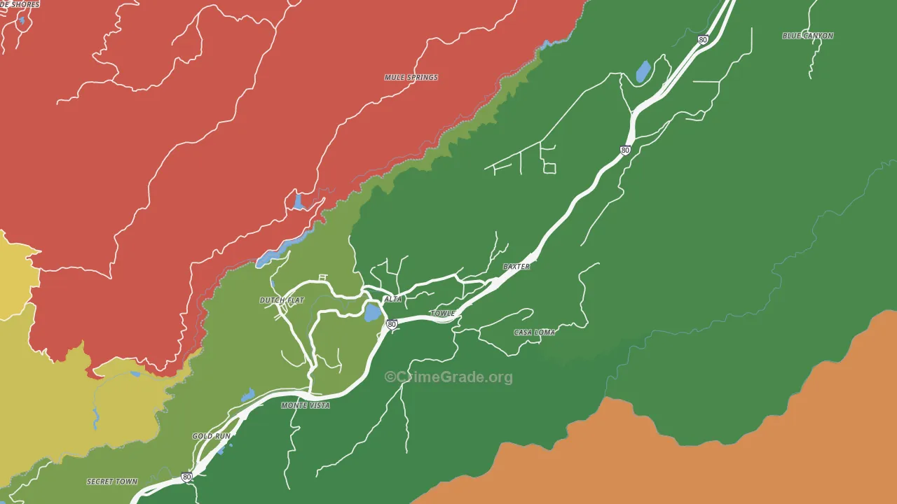 Alta, CA Map of Assault Rates