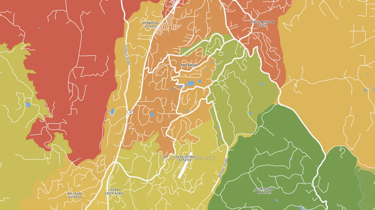 Alta Sierra, CA Map of Assault Rates