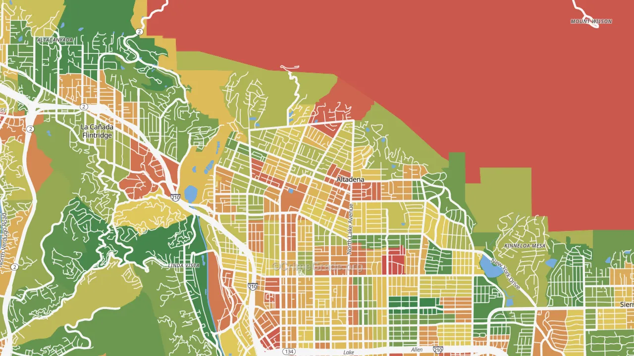 Altadena, CA Map of Assault Rates