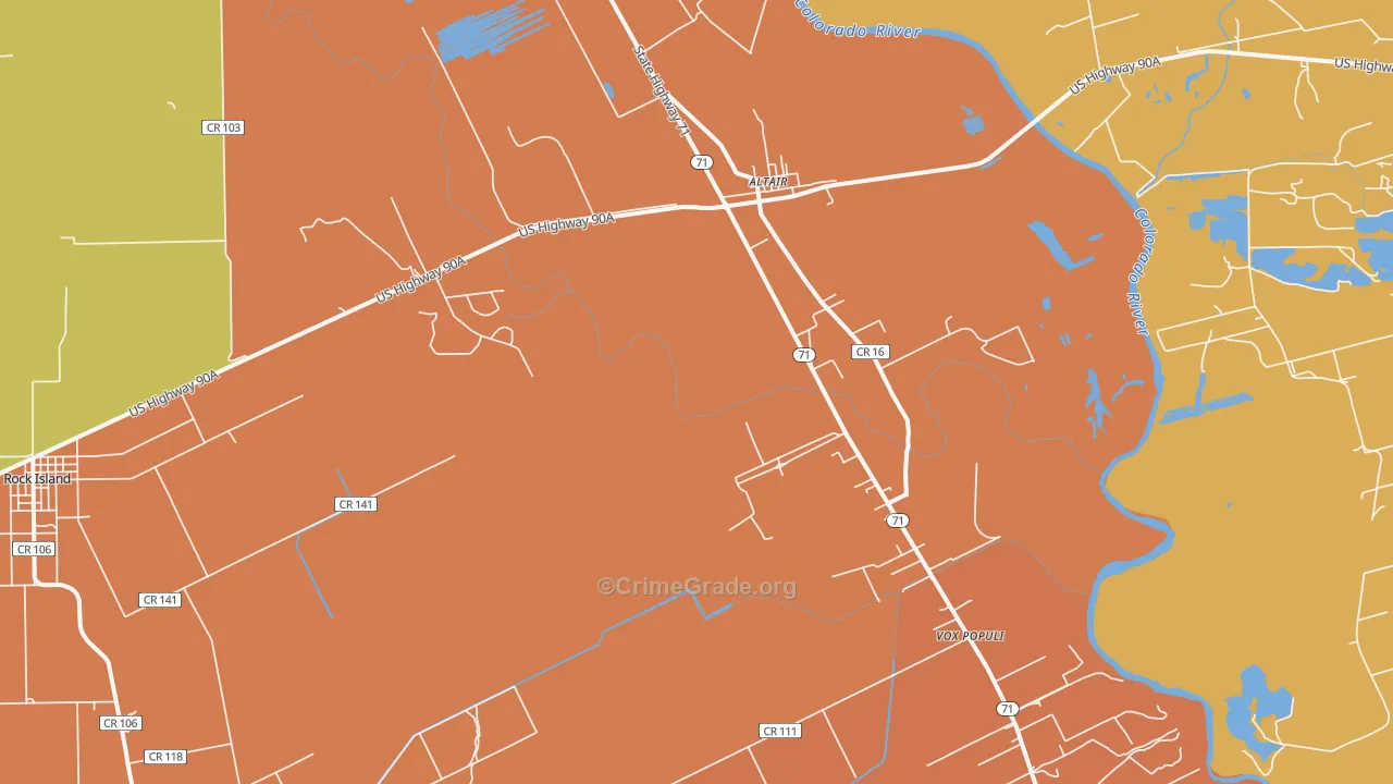 Altair, TX Map of Assault Rates