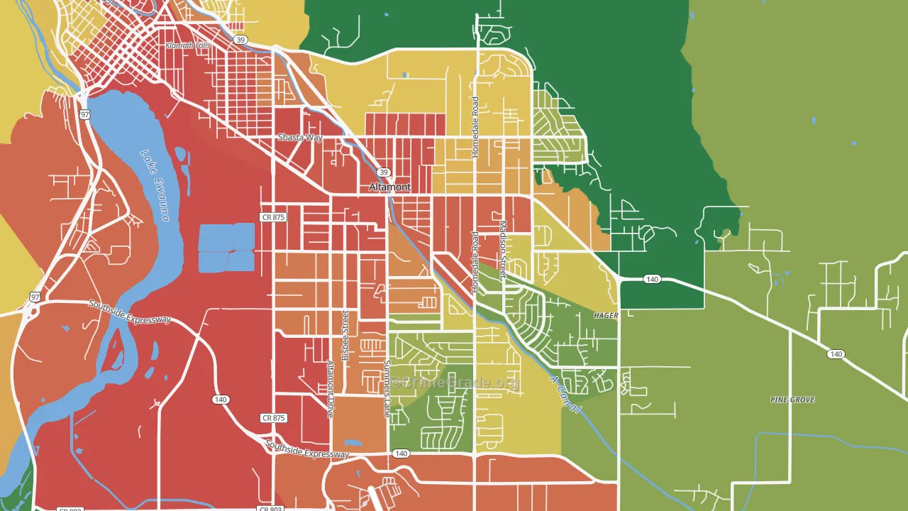 Altamont, OR Map of Assault Rates