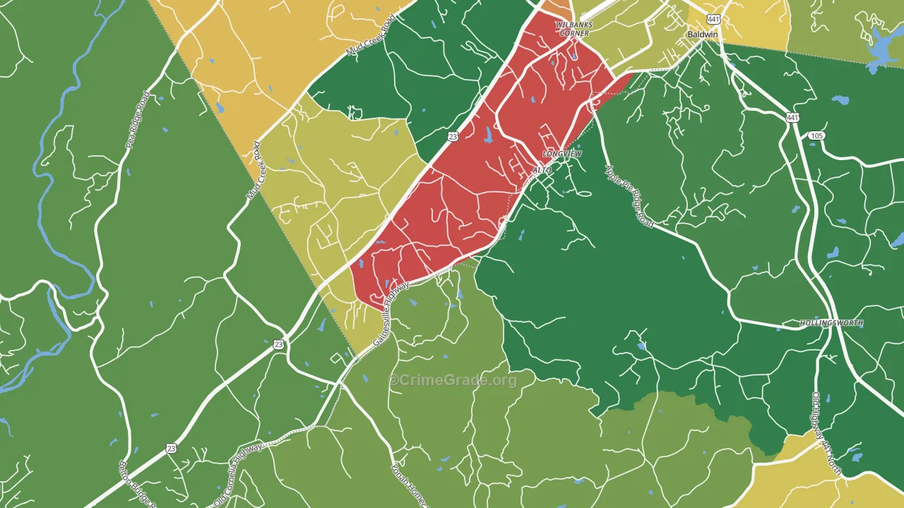Alto, GA Map of Assault Rates