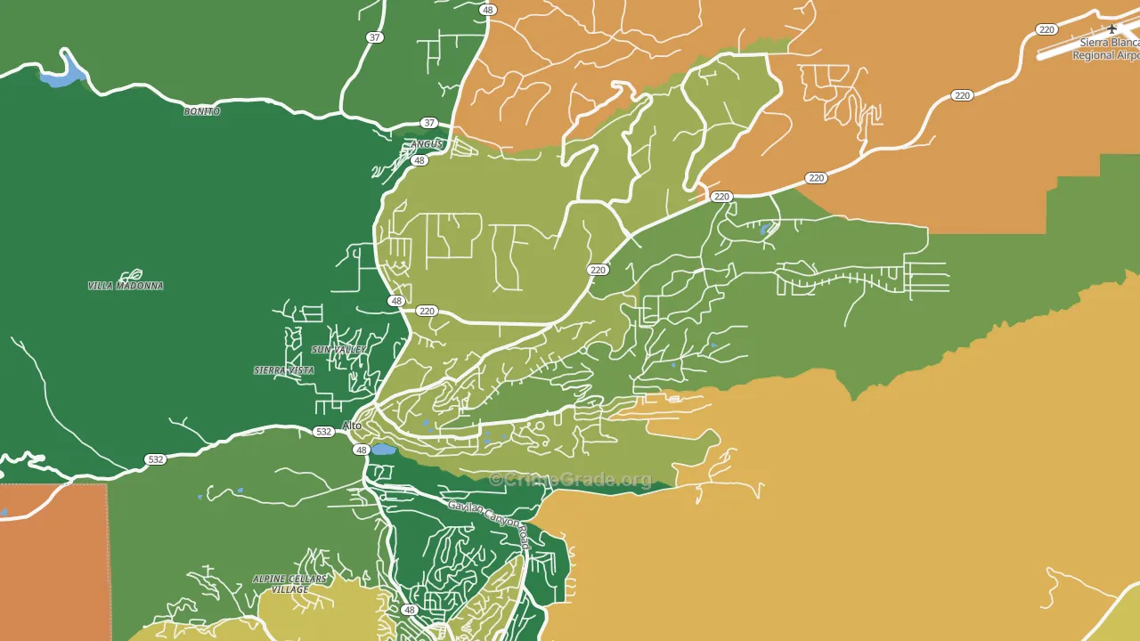 Alto, NM Map of Assault Rates