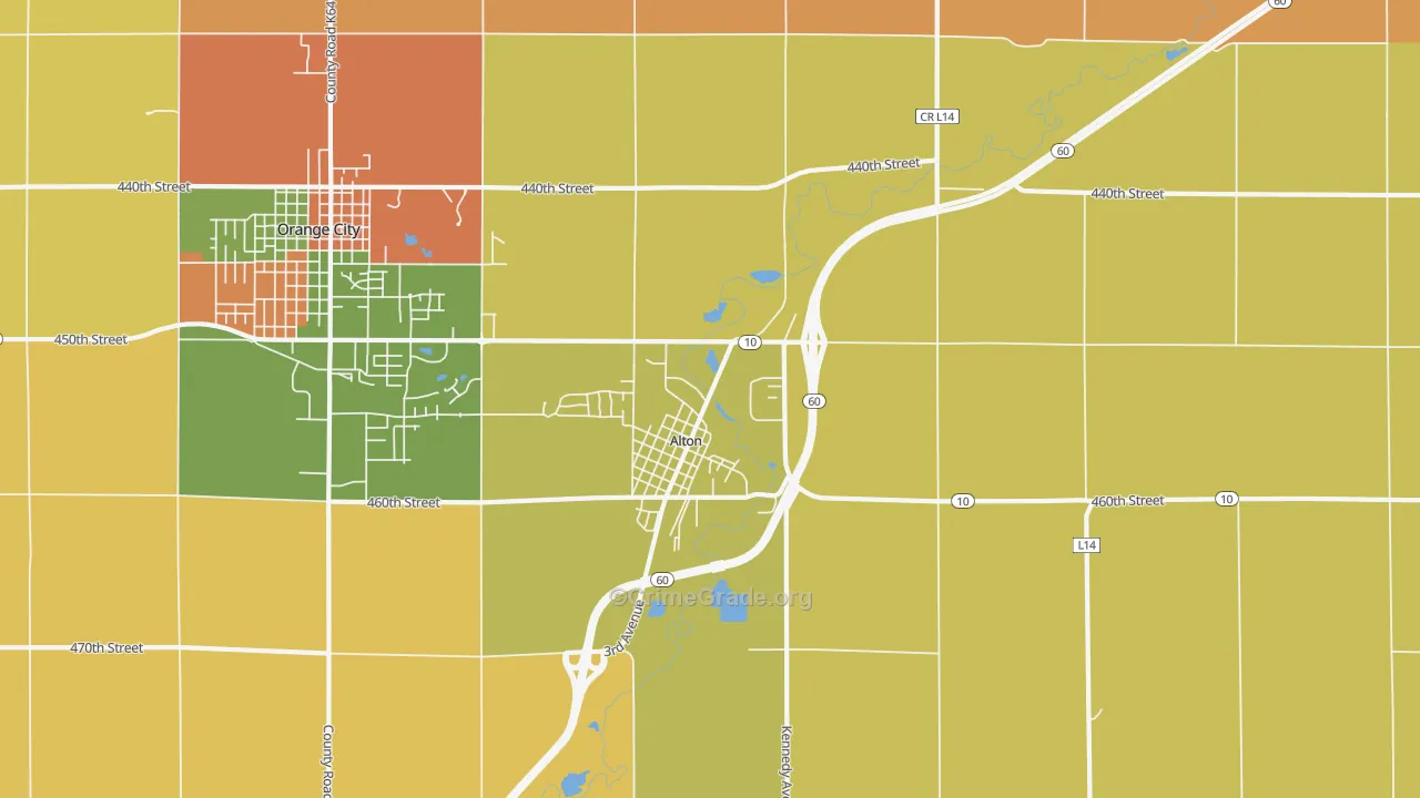 Alton, IA Map of Assault Rates