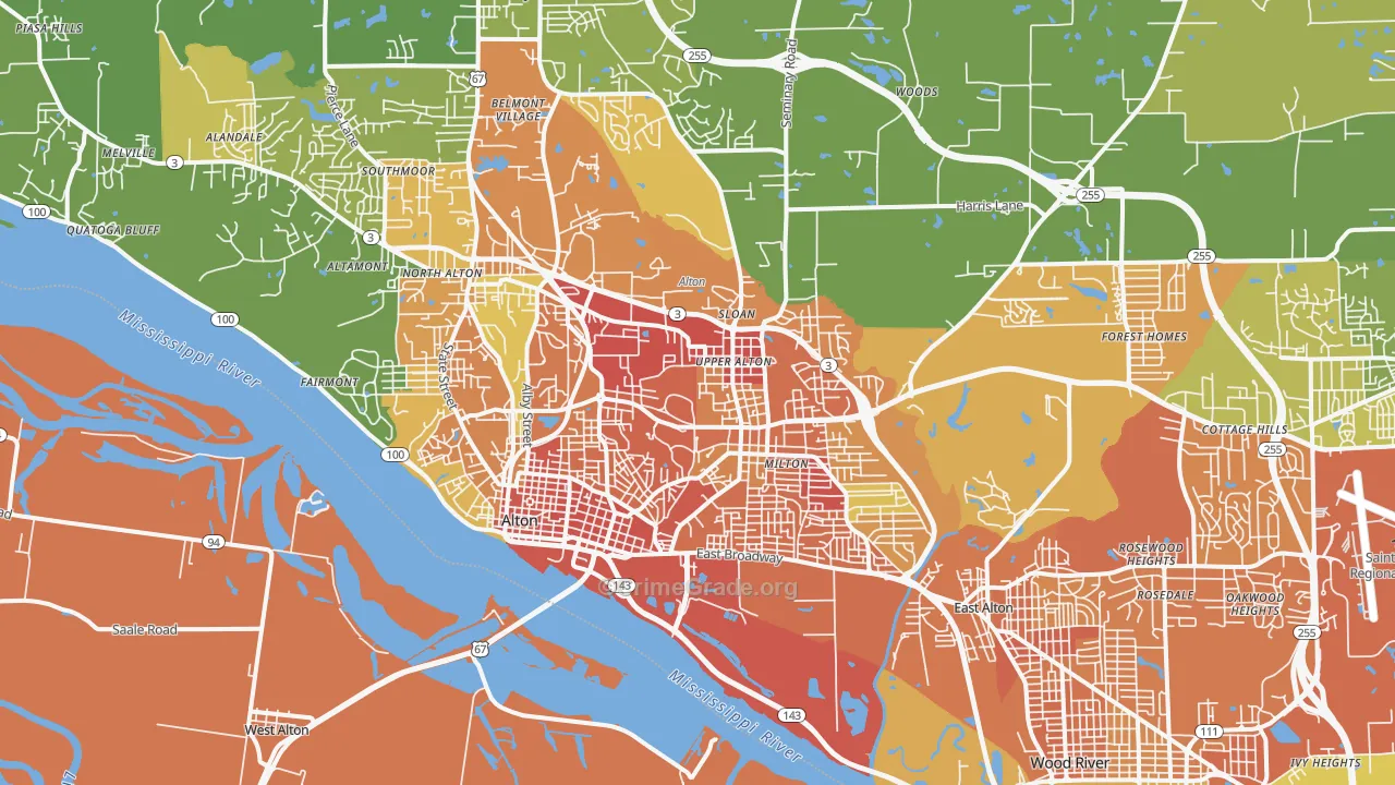 Alton, IL Map of Assault Rates