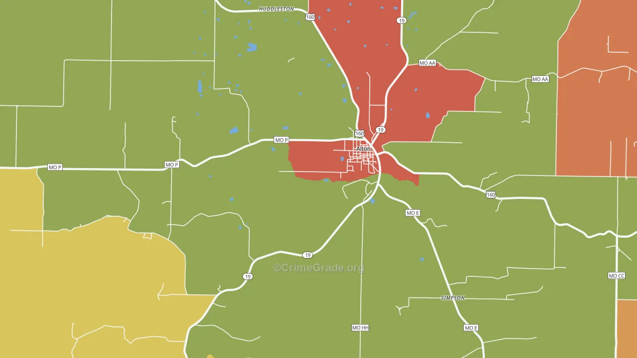 Alton, MO Map of Assault Rates