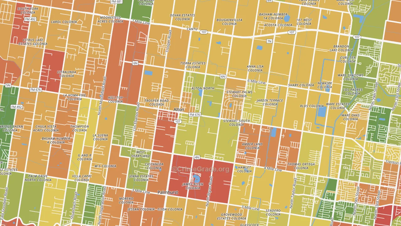 Alton, TX Map of Assault Rates