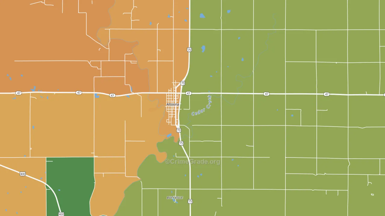 Altoona, KS Map of Assault Rates