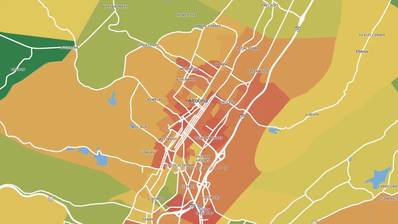 Altoona, PA Map of Assault Rates