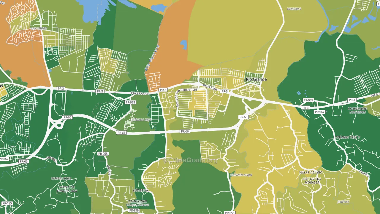 Alturas de Rio Grande, Rio Grande, PR Map of Assault Rates