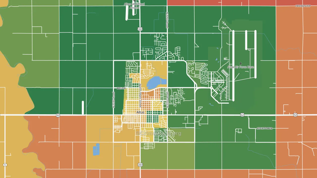 Altus, OK Map of Assault Rates